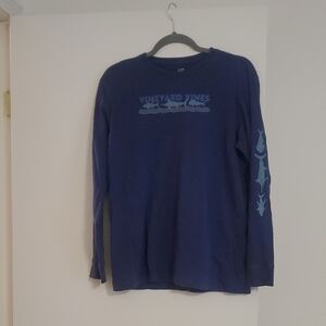 Vineyard Vines Navy Long Sleeve with Fish Design